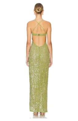 Brihante Sequin Maxi Dress in Island Green Camila Coelho for rent on The Volte - image 3
