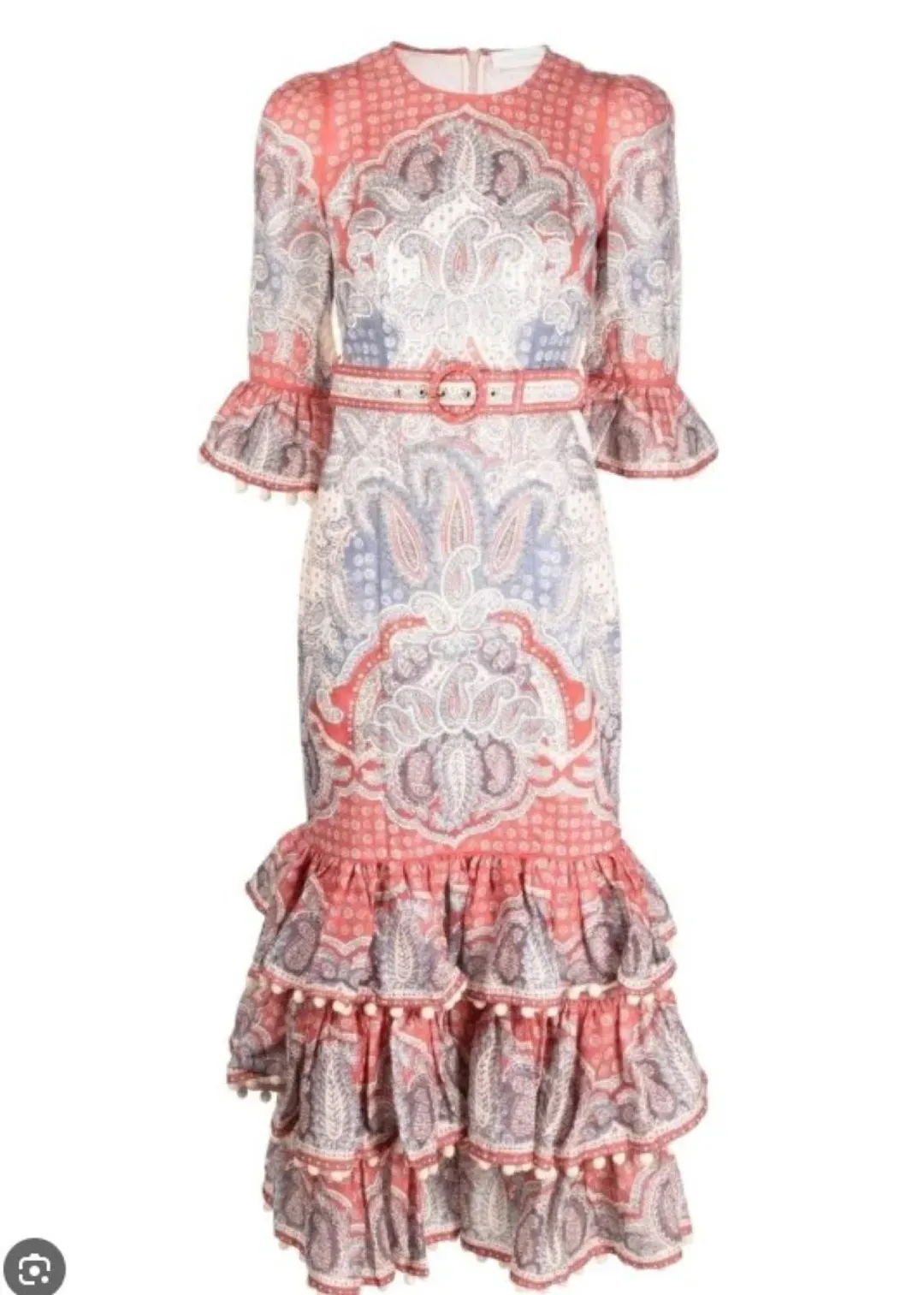 Zimmermann Vitali Tiered Hem Midi Dress Ruby Paisley Size 1 / Au 10 for rent on The Volte - main image