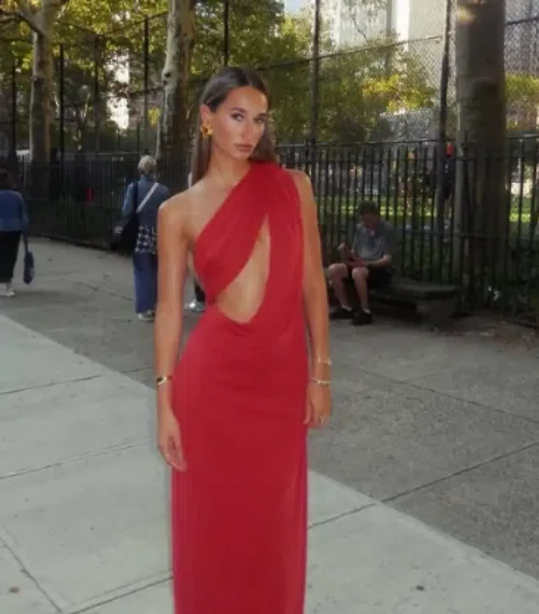 MISHA THE SOLSTICE CUPRO DRESS RED 6 for rent on The Volte - main image