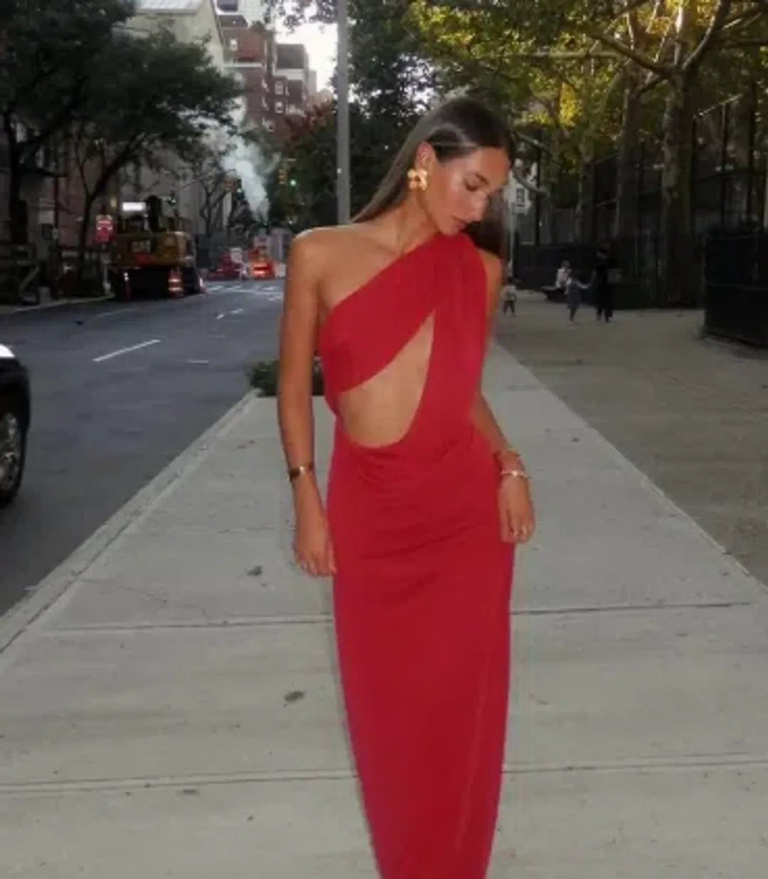 MISHA THE SOLSTICE CUPRO DRESS RED 6 for rent on The Volte - main image