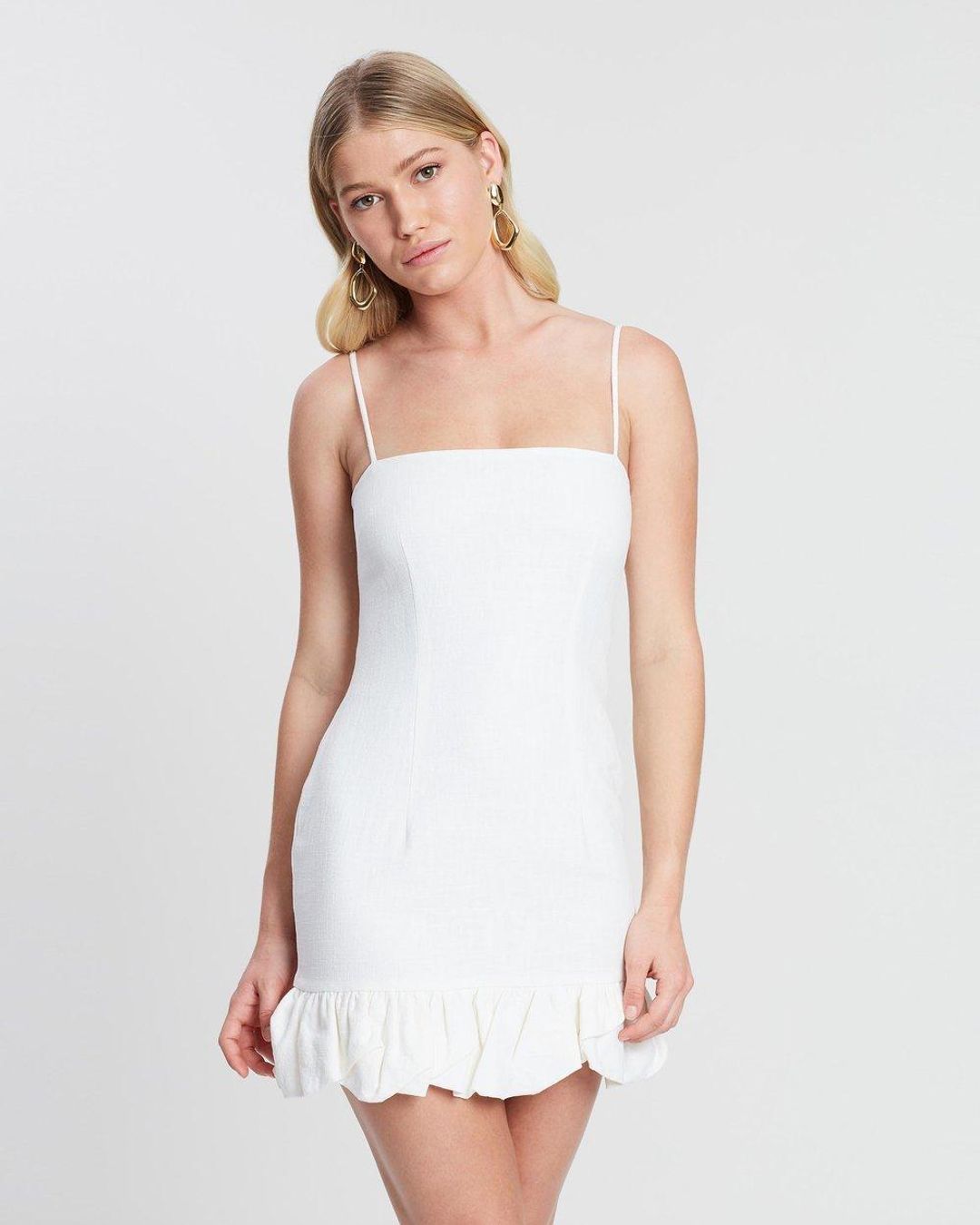Bec and Bridge Natural Mini Dress in Chalk size 8 for rent on The Volte - main image