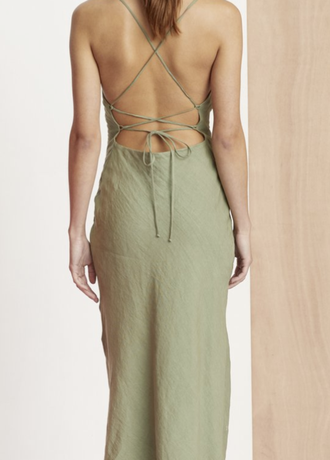 Bec and Bridge The Dreamer Midi Dress in Khaki size 8 for rent on The Volte - main image