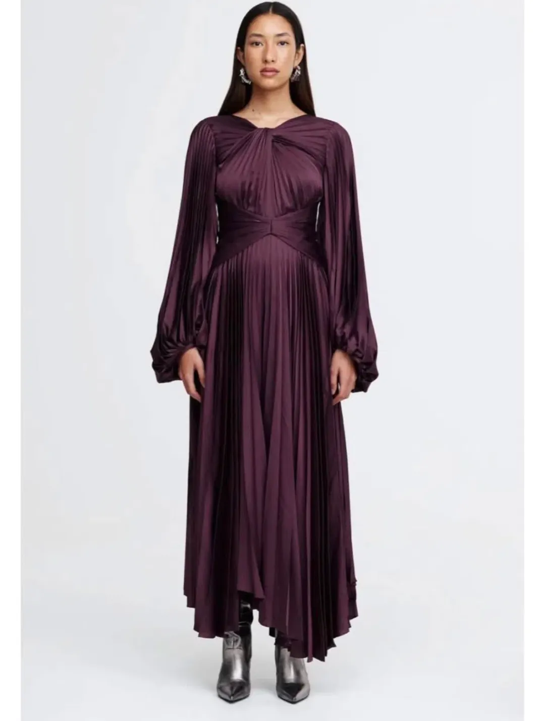 Acler dailley midi dress, plum, size 16 for rent on The Volte - main image