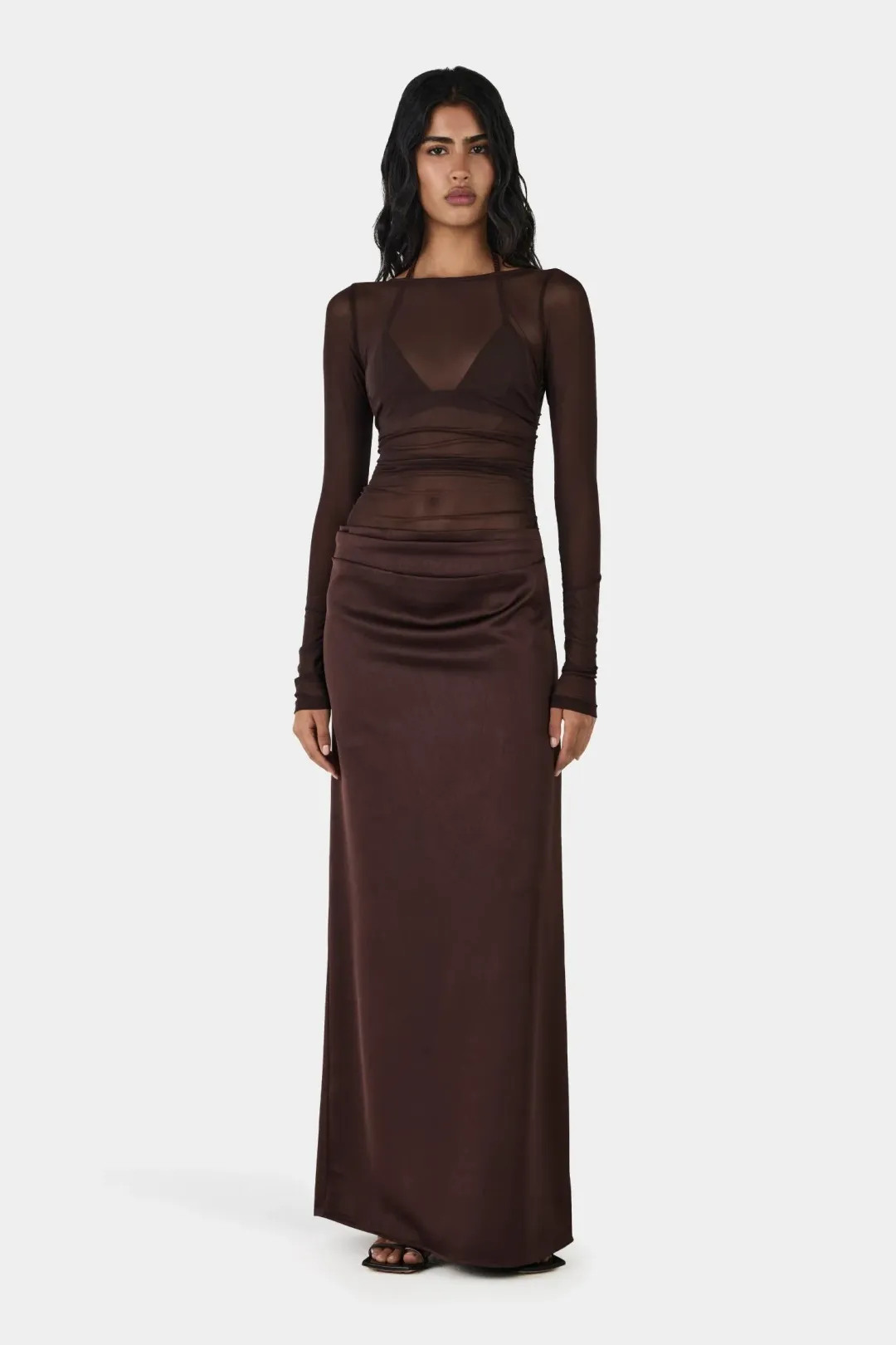 Hansen And Gretel Amy Maxi Dress Chocolate Brown Size 10 for rent on The Volte - main image