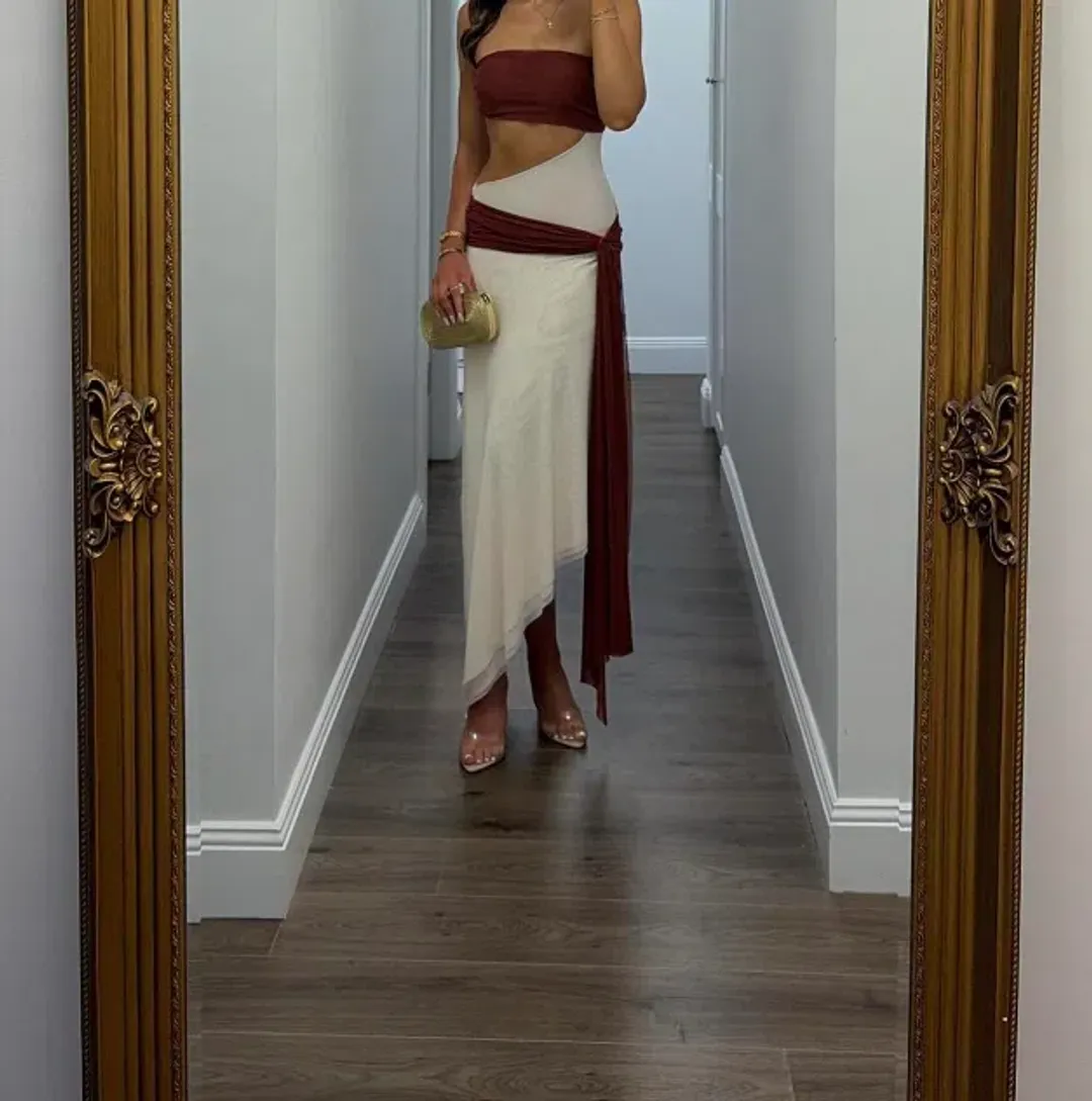 Bec and Bridge Ayla Strapless Dress Butter Cream Size 8 for rent on The Volte - main image