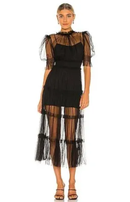 Alice McCall Nova Baby Midi Dress in Black for rent on The Volte - image 1