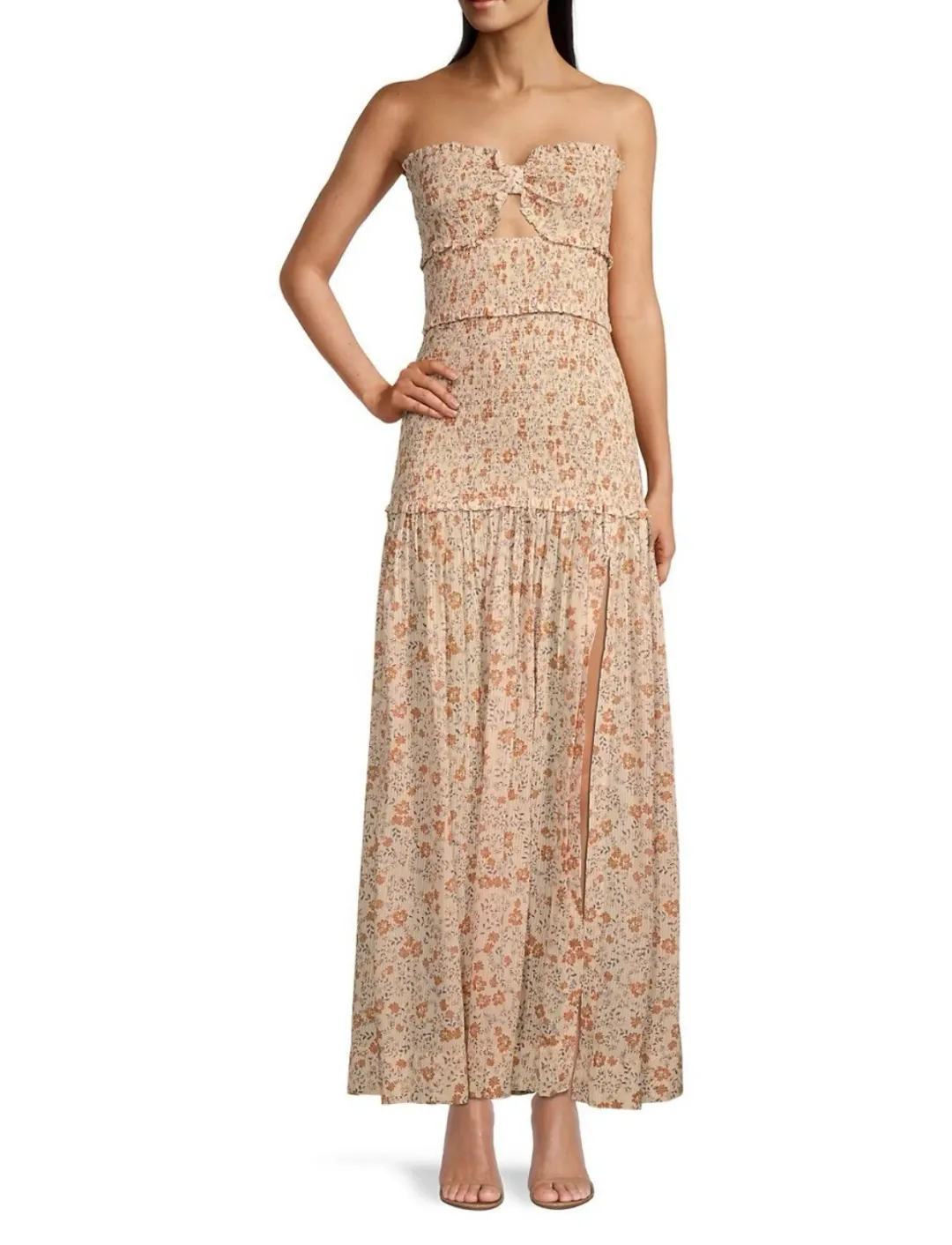 Вес & Bridge Janice Smocked Ruffle Maxi Dress for rent on The Volte - main image