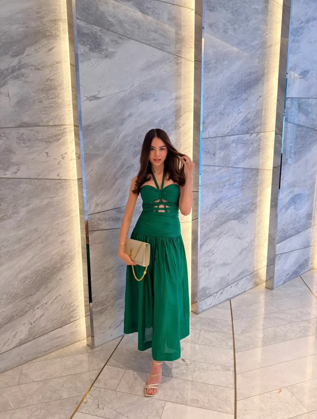 Zimmermann Daylight Knot Midi Dress Emerald Size 0 / AU 8 for rent on The Volte - main image