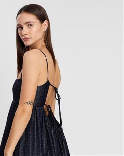 Asilio Metallic Check Dress Navy Size 10 for rent on The Volte - image 5