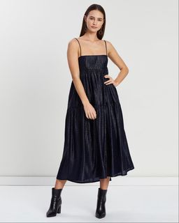 Asilio Metallic Check Dress Navy Size 10 for rent on The Volte - image 2