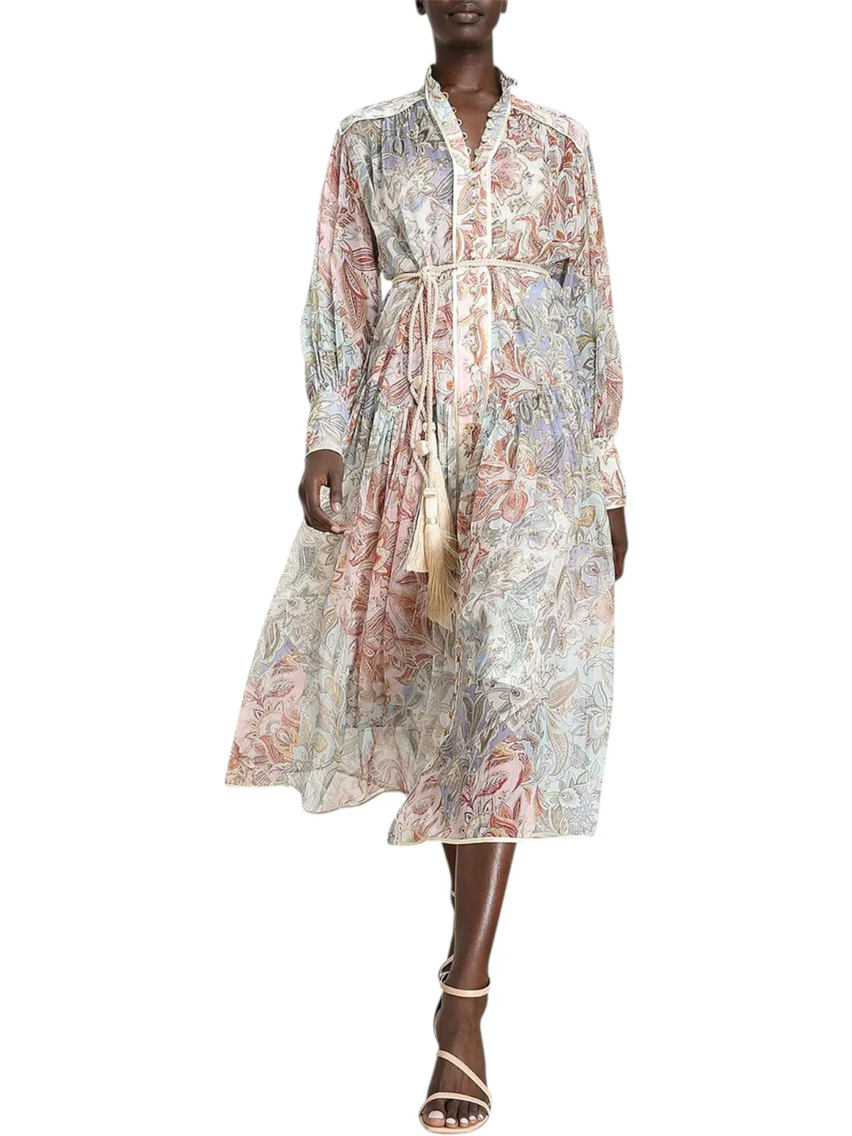 Zimmermann Lucky Bound Midi Dress Size 3 / AU 14 Silk Paisley Floral Print Long Sleeve for rent on The Volte - main image