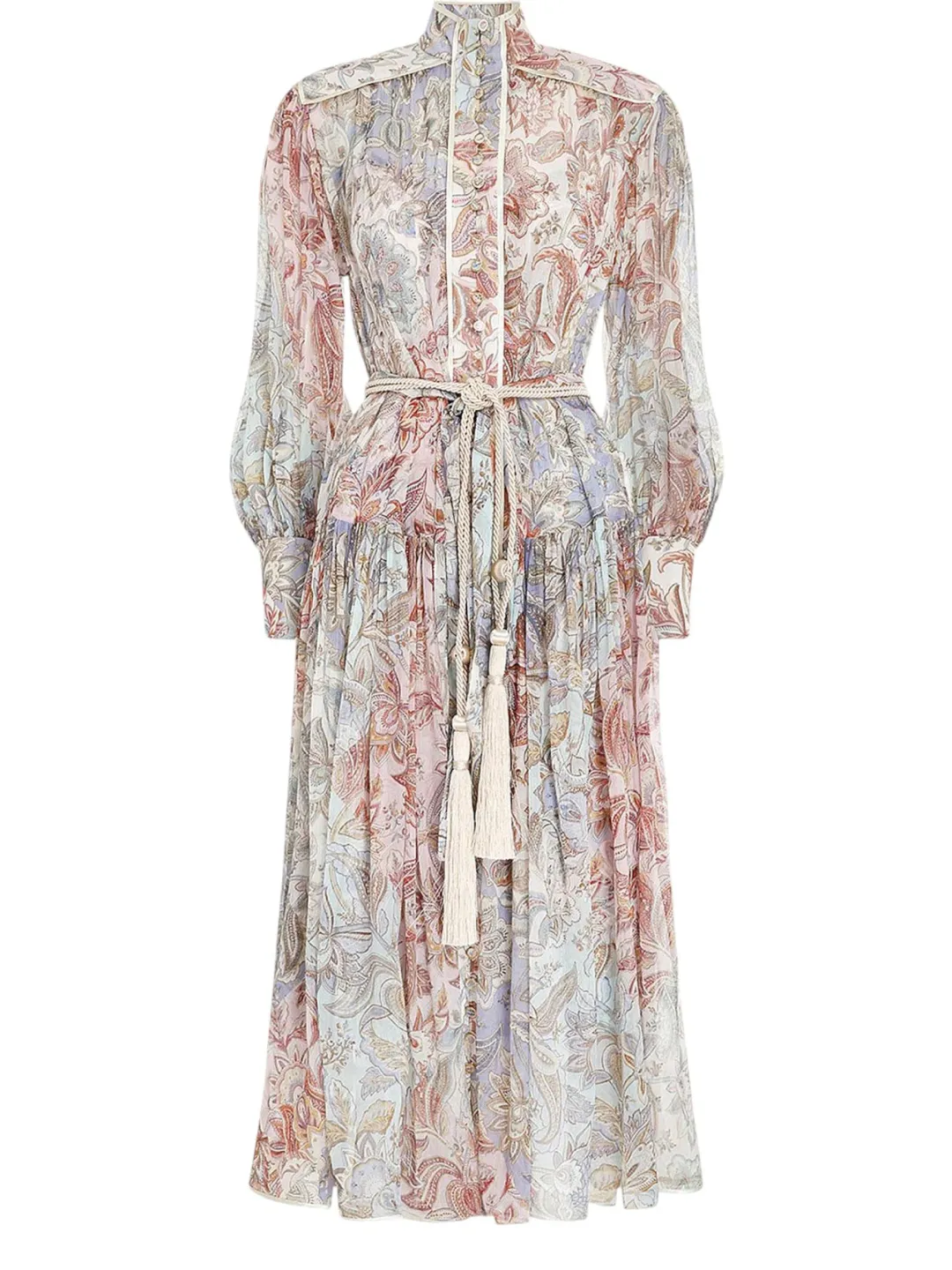 Zimmermann Lucky Bound Midi Dress Size 3 / AU 14 Silk Paisley Floral Print Long Sleeve for rent on The Volte - main image