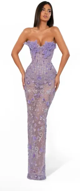 ALBINA DYLA LAVENDER 3D FLORAL GOWN SIZE SMALL for rent on The Volte - image 1
