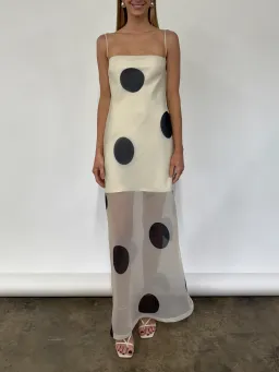 By Nicola Mila Maxi Dress In Ivory Polka Size 8 for rent on The Volte - image 1