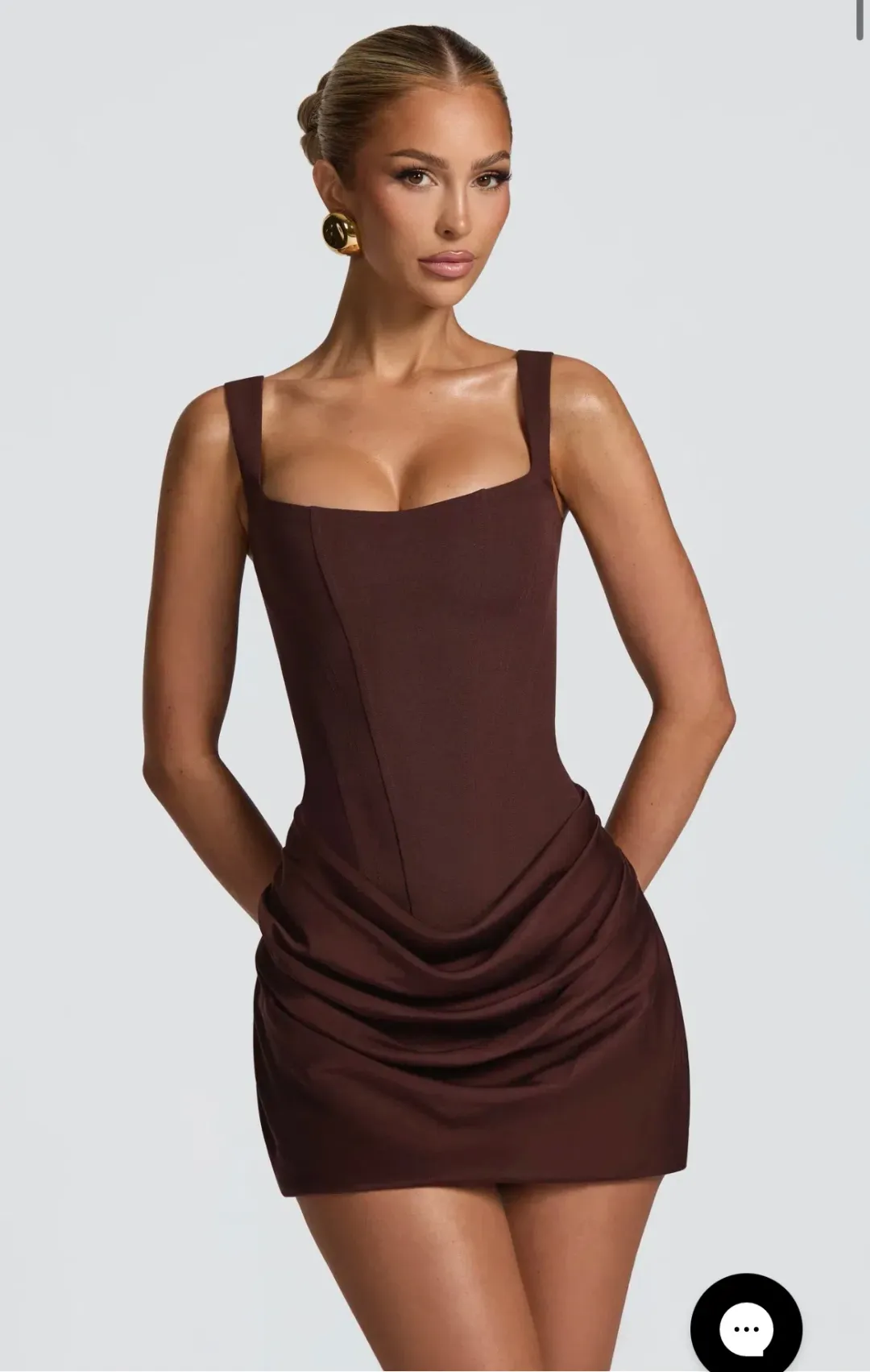 BABYBOO CORNELIA MINI DRESS - PLUM BROWN Size S for rent on The Volte - main image