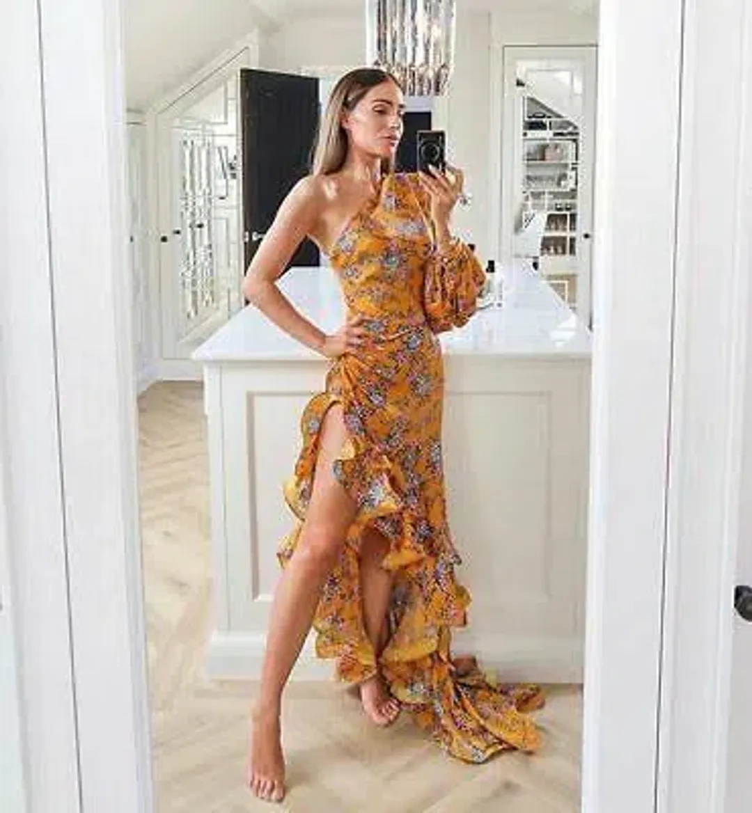 Bronx and Banco Hanna Gown Yellow Floral 10 M Medium for rent on The Volte - main image