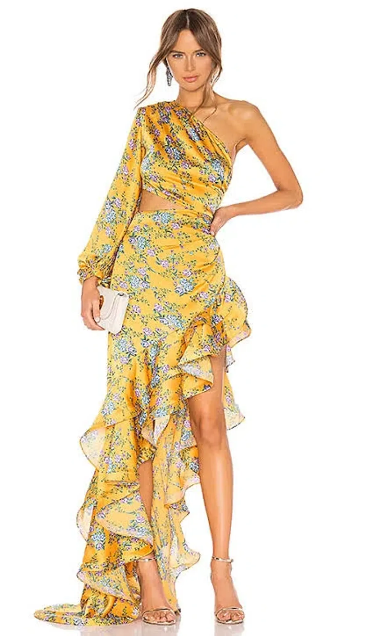 Bronx and Banco Hanna Gown Yellow Floral 10 M Medium for rent on The Volte - main image