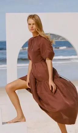 Shona Joy Marlene Open Back Midi Dress in Chocolate Size 10 / M for rent on The Volte - image 2