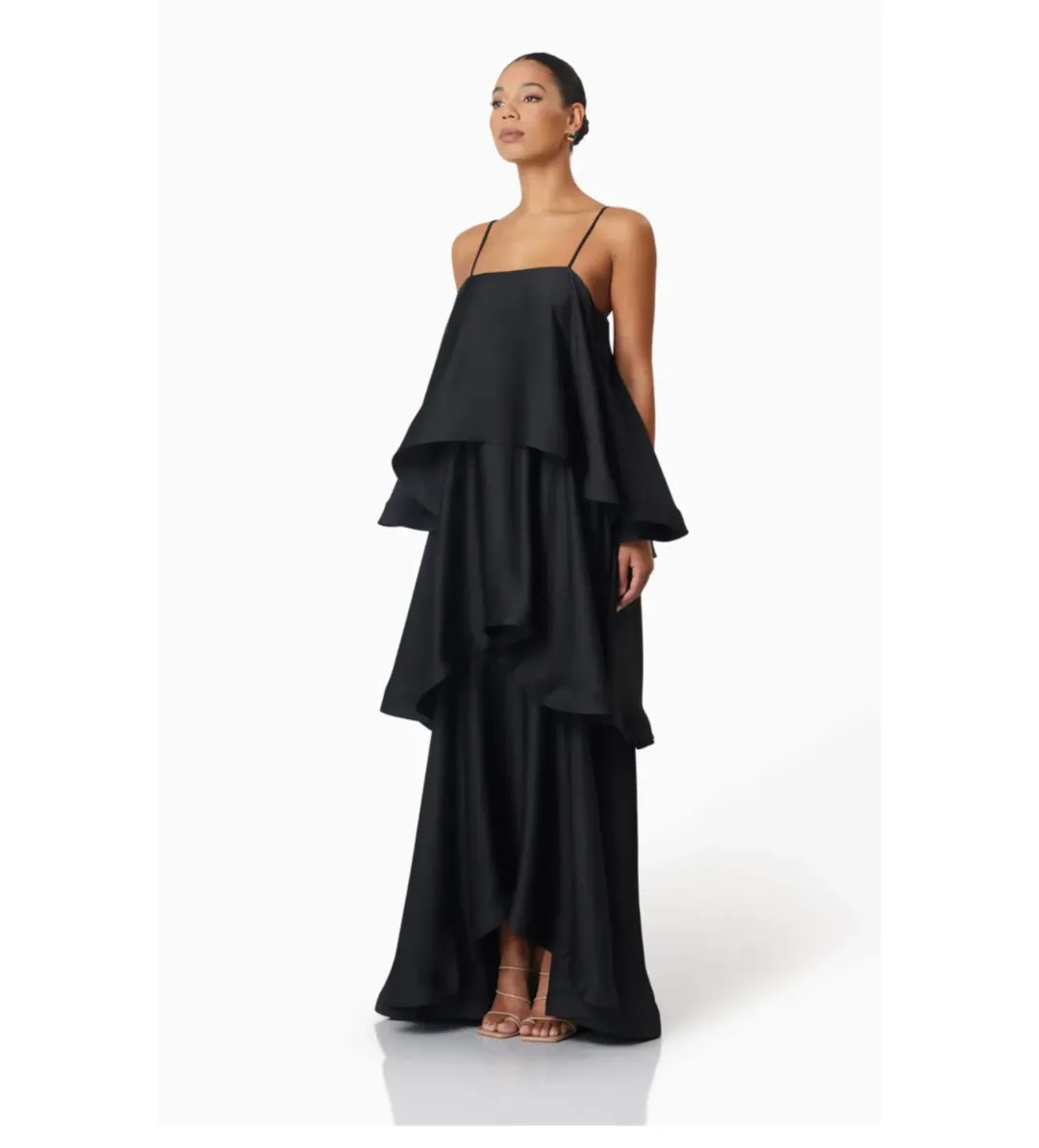 Elliatt Tilly Tiered Maxi Dress in Black Size XS/AU 6 for rent on The Volte - main image