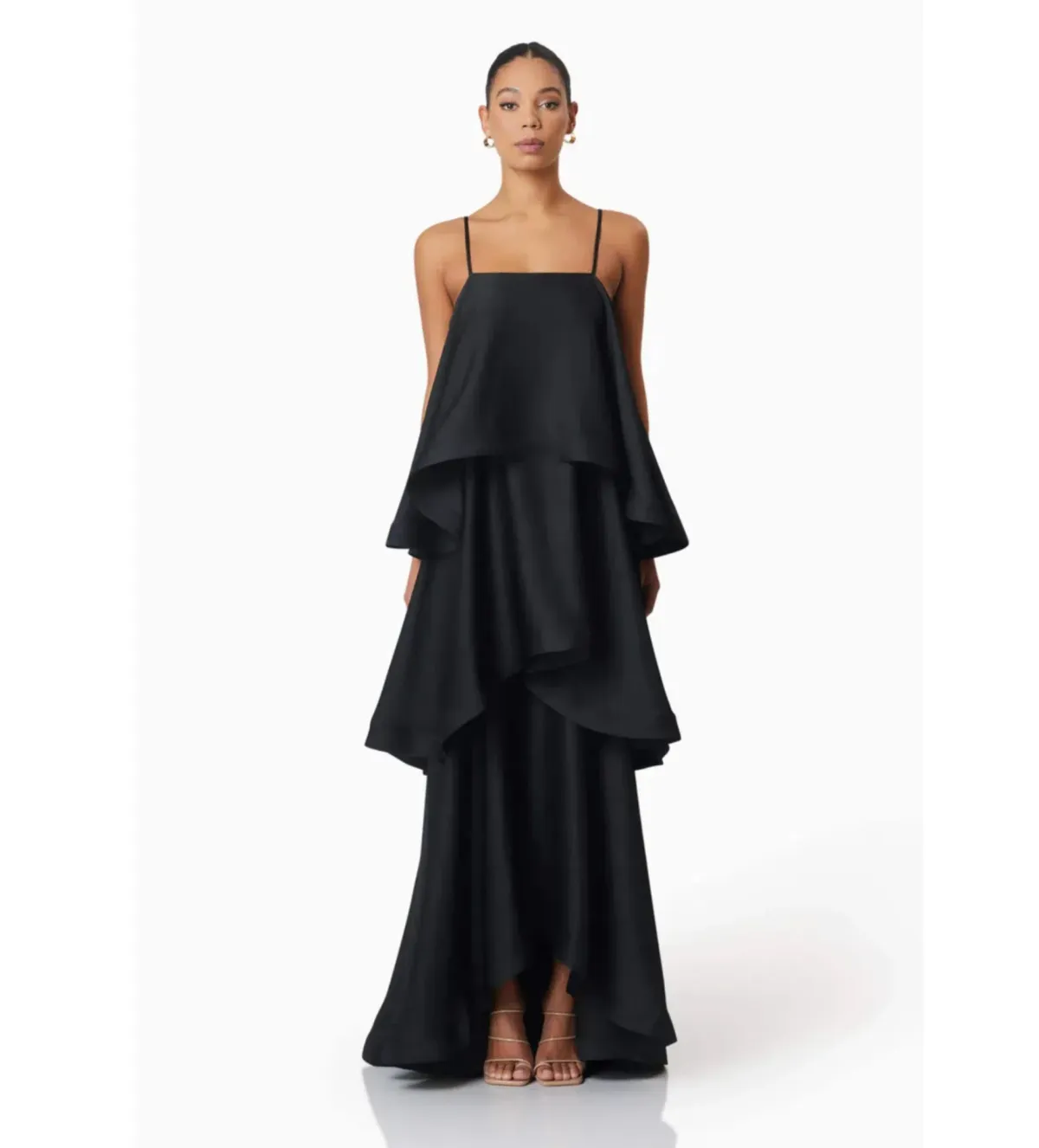 Elliatt Tilly Tiered Maxi Dress in Black Size XS/AU 6 for rent on The Volte - main image