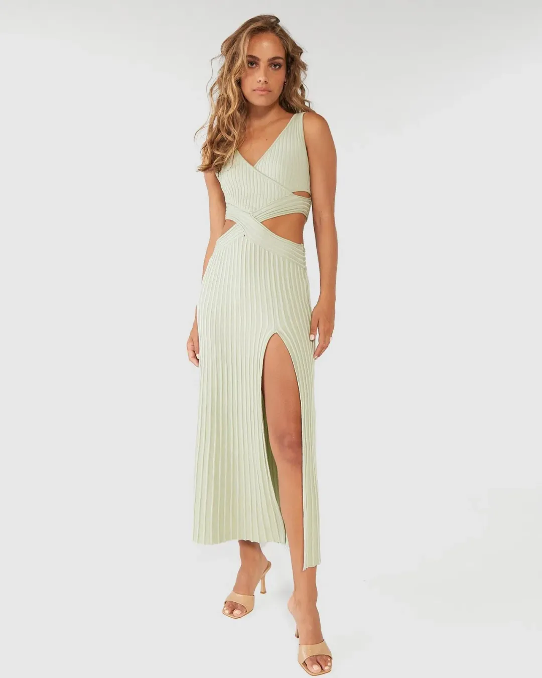 SOVERE Glory Knit Dress Green 6/XS for rent on The Volte - main image