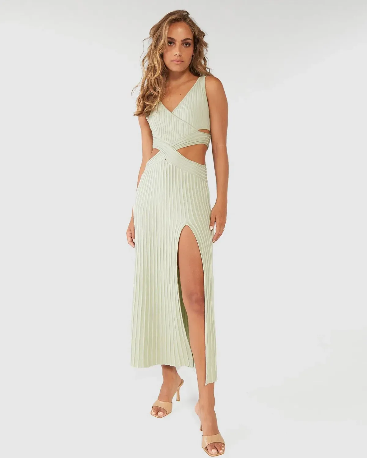 SOVERE Glory Knit Dress Green 6/XS for rent on The Volte - main image