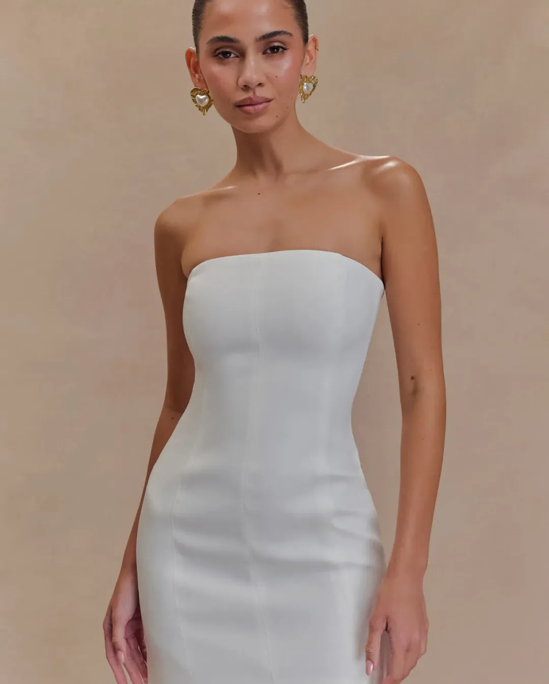 Maci Crepe Mini Dress - White for rent on The Volte - main image