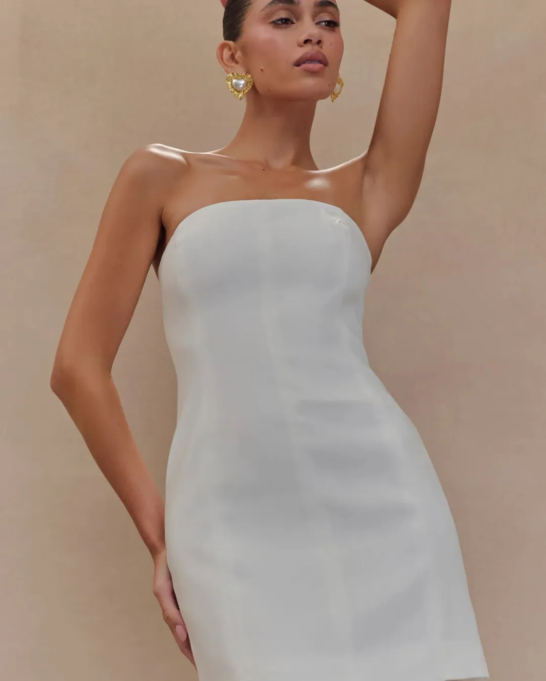 Maci Crepe Mini Dress - White for rent on The Volte - main image
