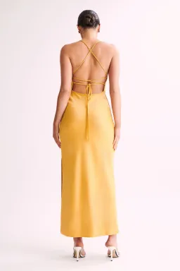 Sydney Straight Neck Slip Maxi Dress - Yellow for rent on The Volte - image 2