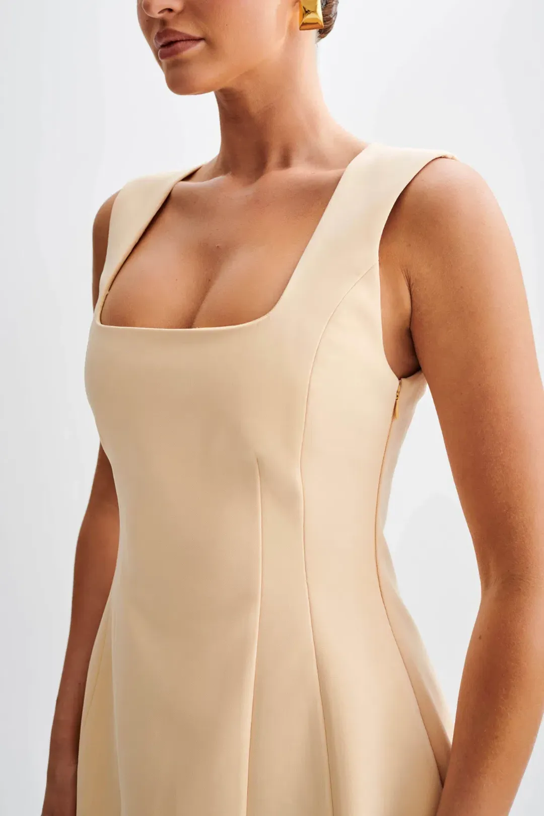 Lysandre Crepe Mini Dress - Peach for rent on The Volte - main image