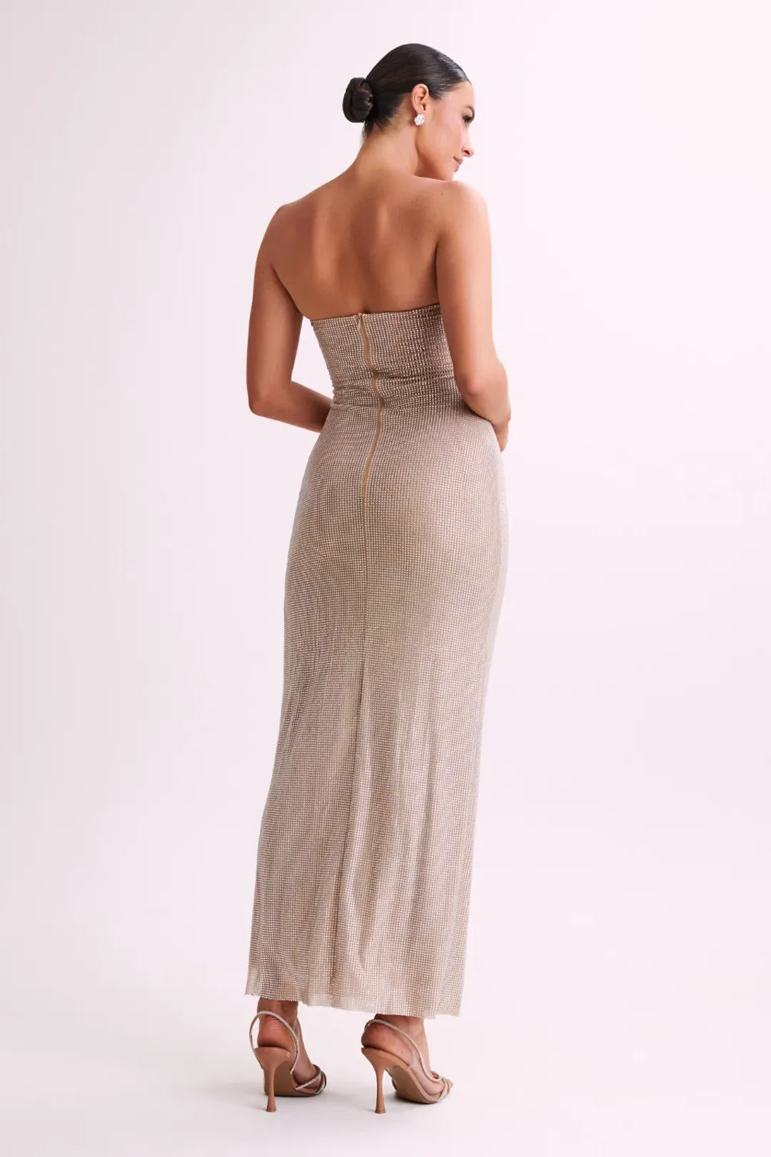 Strapless Rose Diamante Maxi Dress - Nude for rent on The Volte - main image