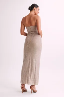 Strapless Rose Diamante Maxi Dress - Nude for rent on The Volte - image 3