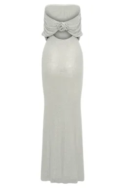 Arna Off Shoulder Diamante Maxi Dress - Silver for rent on The Volte - image 4