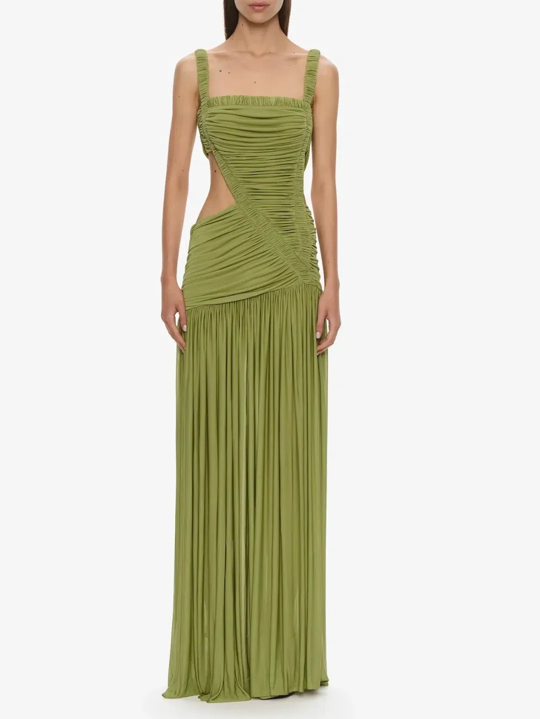 Christopher Esber Orion Separation Gown in Green Olive AU 6 for rent on The Volte - main image