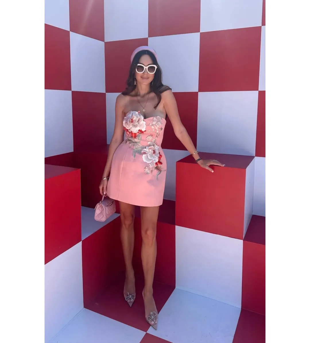 Leo Lin Rosario Appliqué Bustier Mini Dress Peony Print Size 12 for rent on The Volte - main image