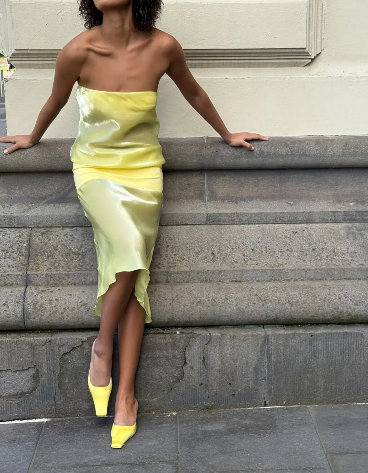 Mode Mischeif Melt Panel Dress Limoncello Size M for rent on The Volte - main image