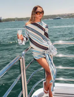 BENNI Elise Mini Dress Ocean strips 8 for rent on The Volte - image 1