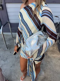 Benni Elise Mini Dress size 12 Ocean Stripe for rent on The Volte - image 3