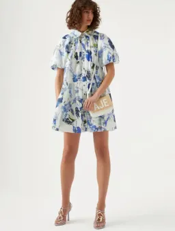 AJE PABLO SMOCK MINI DRESS BLUE  for rent on The Volte - image 1