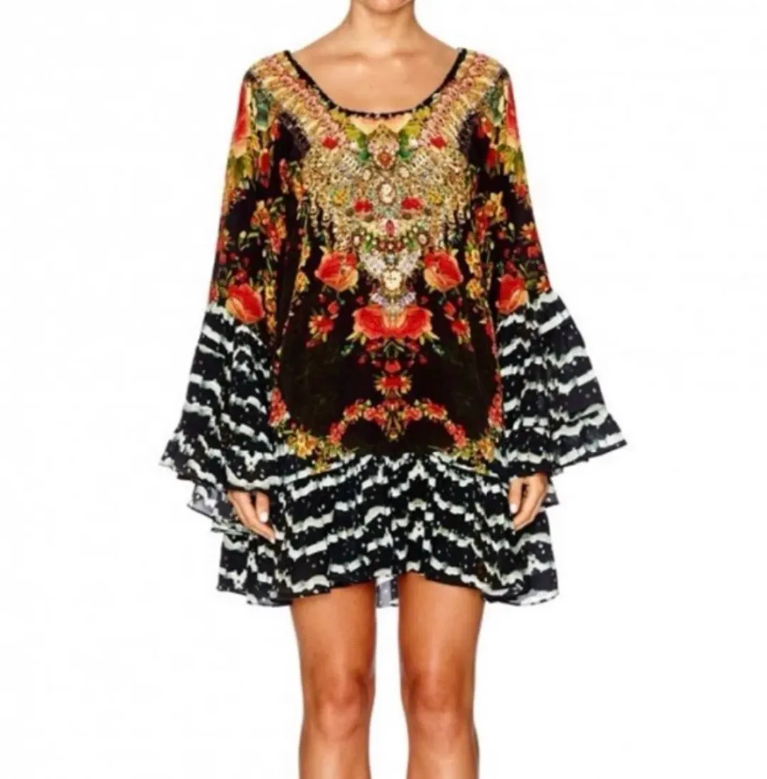 Camilla Lift the Veil A Line Mini Frill Dress Multi Size 10 for rent on The Volte - main image