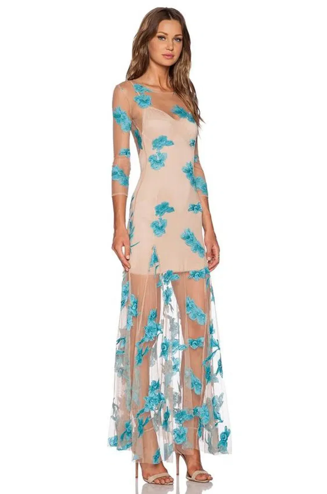 For Love and Lemons Orchid Sheer Maxi Dress Nude Size 8 for rent on The Volte - main image