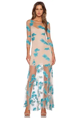 For Love and Lemons Orchid Sheer Maxi Dress Nude Size 8 for rent on The Volte - image 1