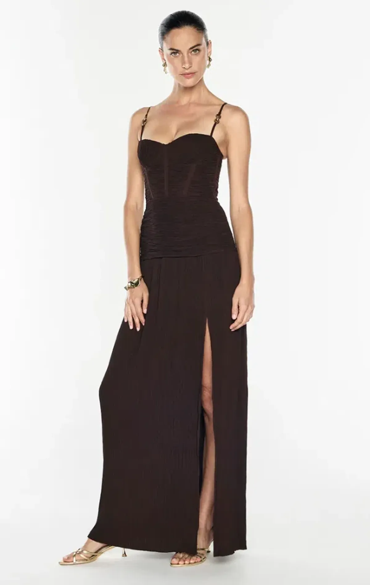 Manning Cartell Double Time Pleat Dress Dark Chocolate Size 6 for rent on The Volte - main image