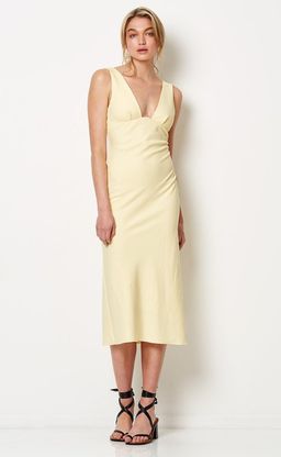 Bec & Bridge Iris Midi Dress Yellow Size 2 for rent on The Volte - image 1
