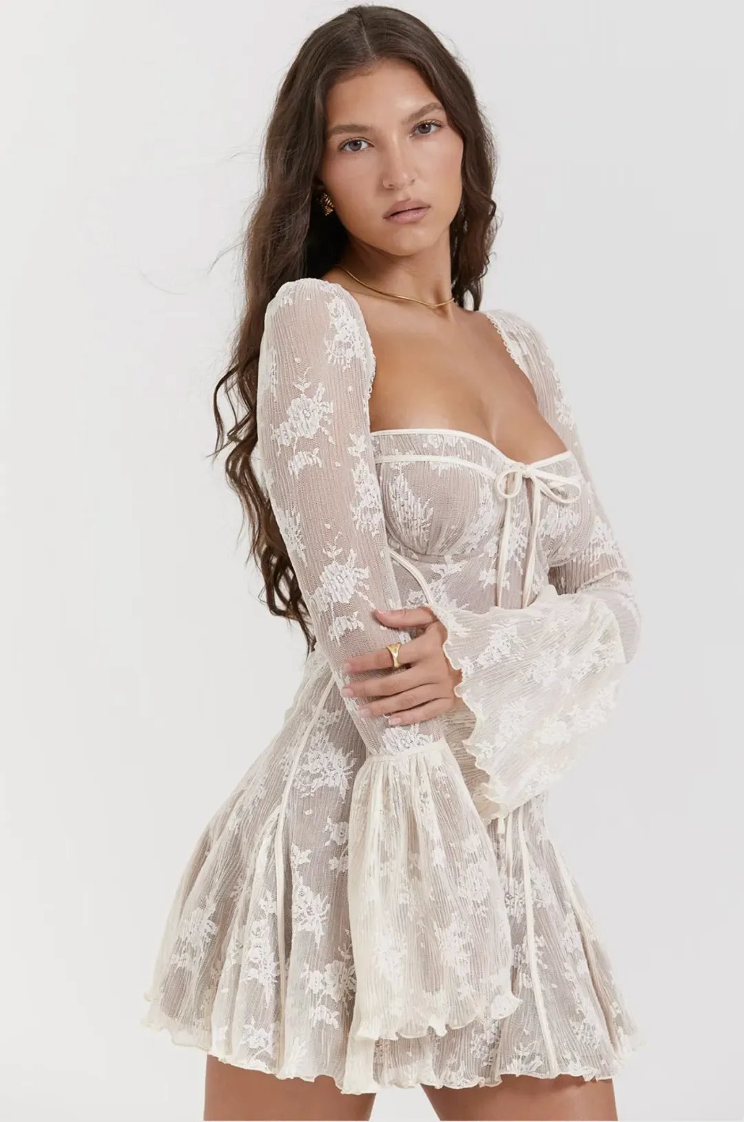 House of CB Vintage Cream Lace Corset Dress Size S for rent on The Volte - main image