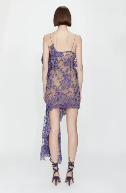 Christopher Esber Iris Floating Lace Suspend Mini Dress Dark Viola Size 8 for rent on The Volte - image 2