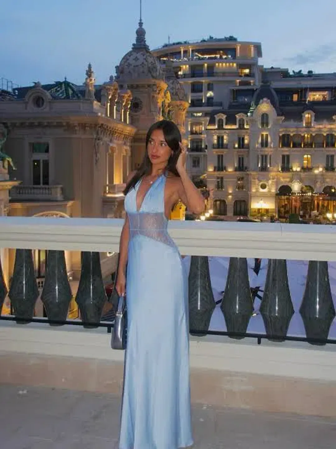 Meshki Dinah Lace Maxi Dress in Cornflower blue size xs for rent on The Volte - main image