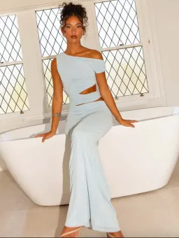 Margot One Shoulder Maxi Dress - Sky Blue for rent on The Volte - image 1