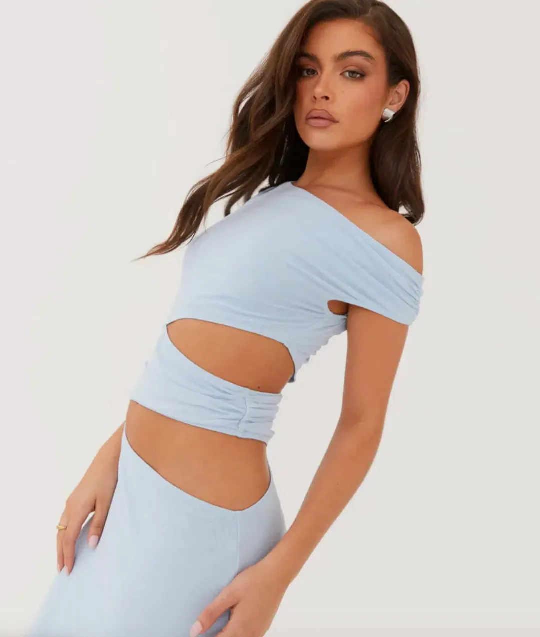 Margot One Shoulder Maxi Dress - Sky Blue for rent on The Volte - main image