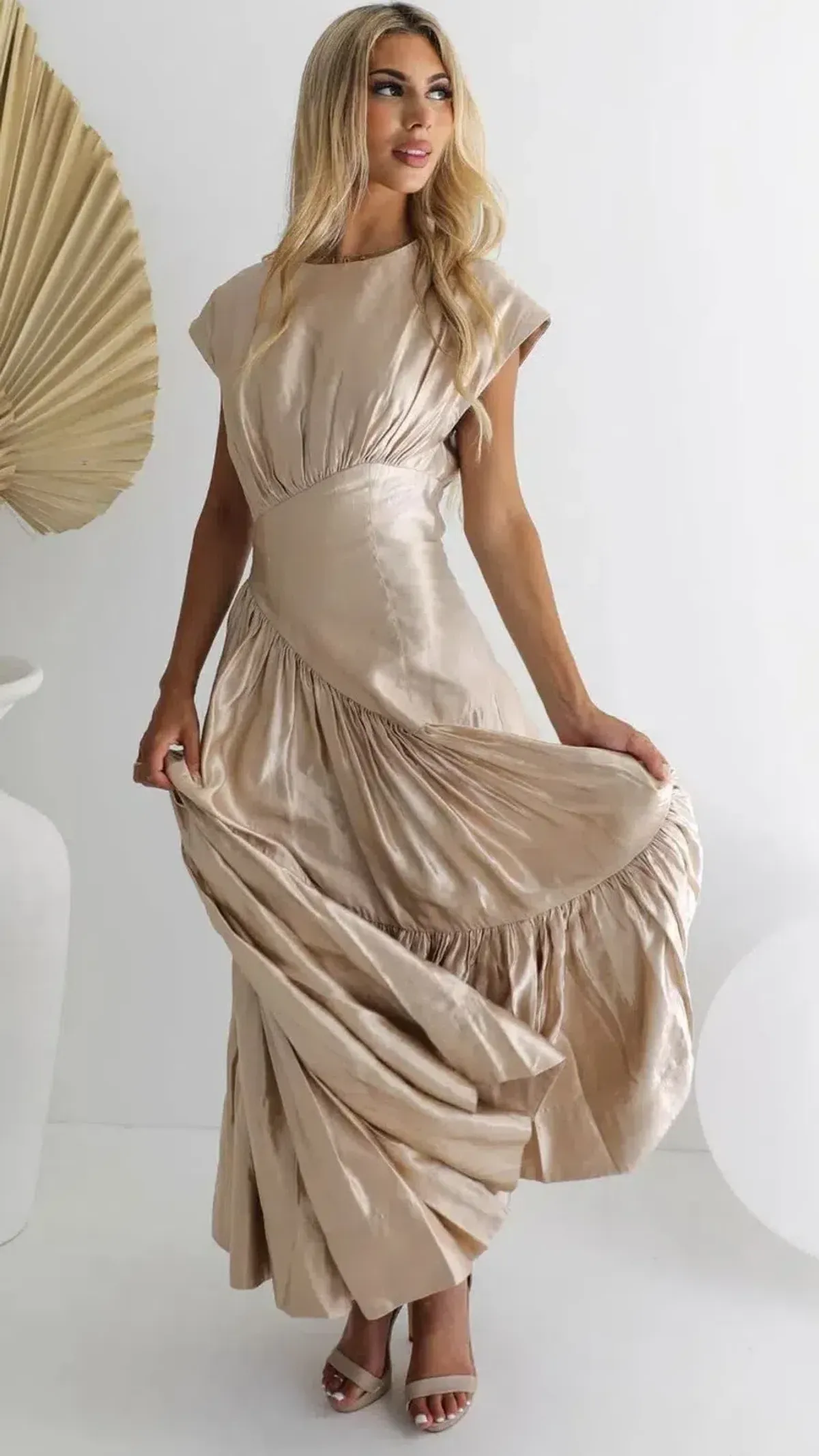 Aje Serendipity Reflection Midi Dress Champagne s.8 for rent on The Volte - main image